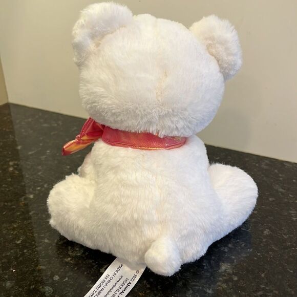 Animal Adventure 2022 Polar Bear with pink Bow. Pink Paws. Size 8” - Picture 4 of 7